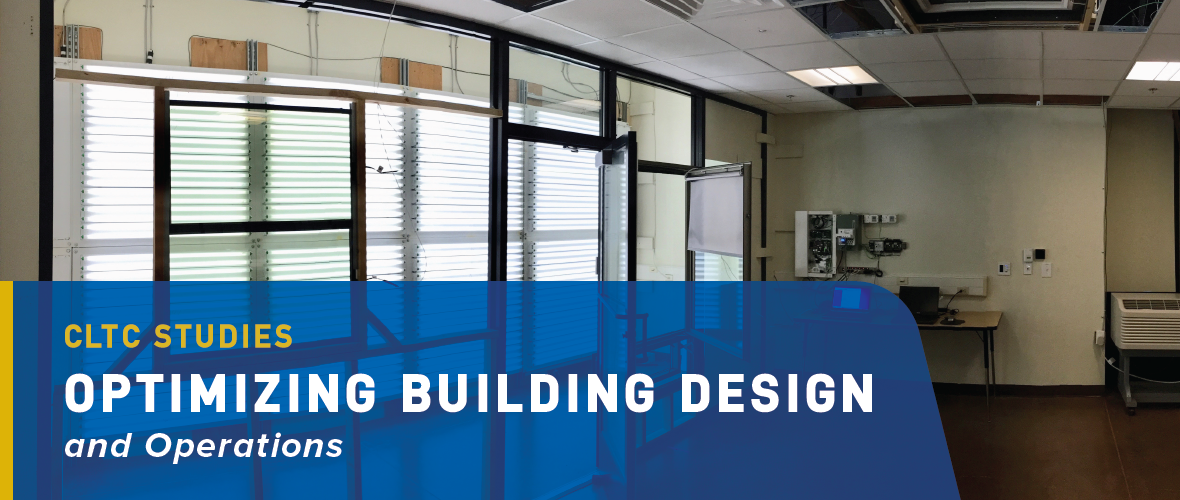 CLTC studies "Optimizing Building Design" and operations (A grid of windows with different type of blinds and diffusers for natural light)