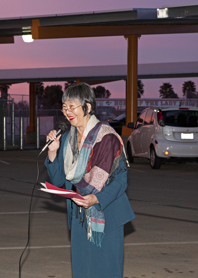 A person holding a microphone
