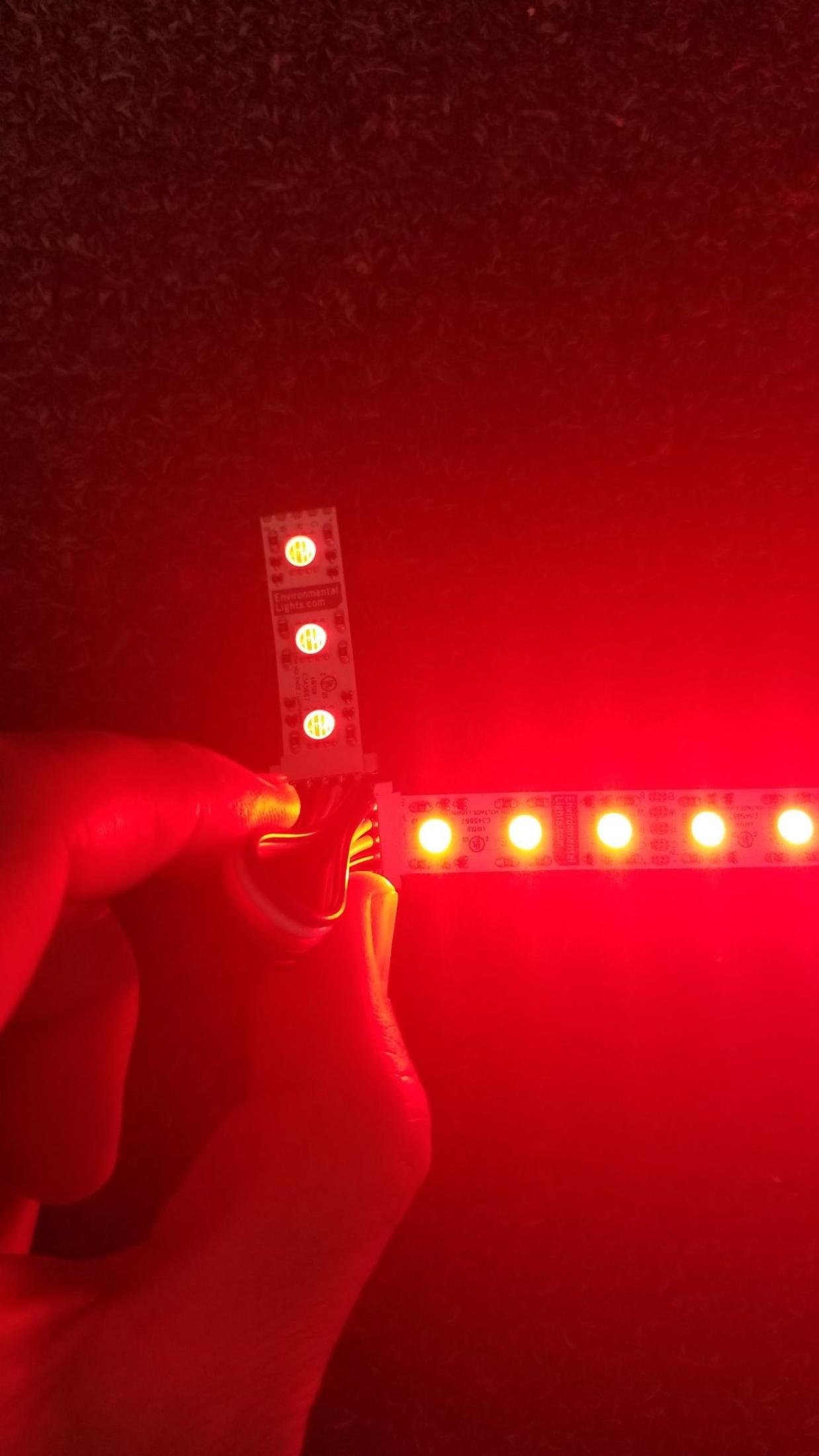 Close-up of a red LED strip light