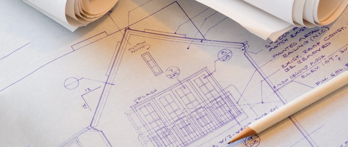 Close up image of an architectural building plan