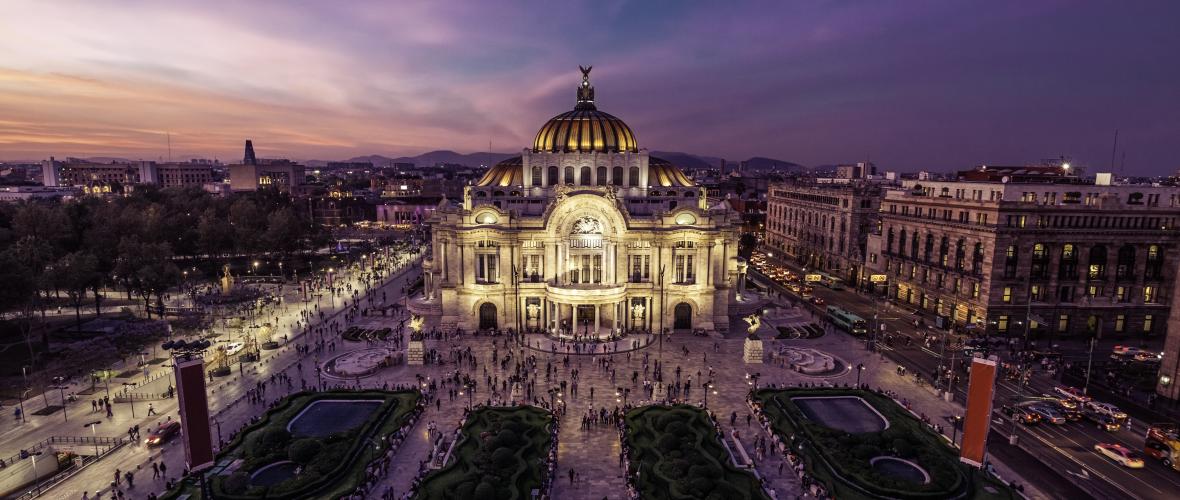 Palacio de Bellas Artes in Mexico at Night